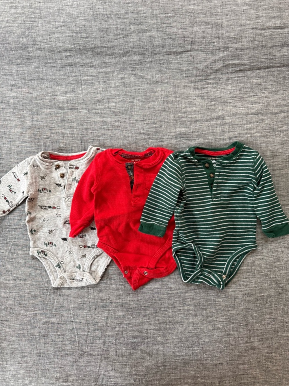 Carter’s winter holiday waffle Henley onesies